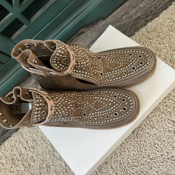 Isabel Marant Morley Taupe Suede Studded Moccasins Ankle Boots 38 / 8 - Picture 7 of 13